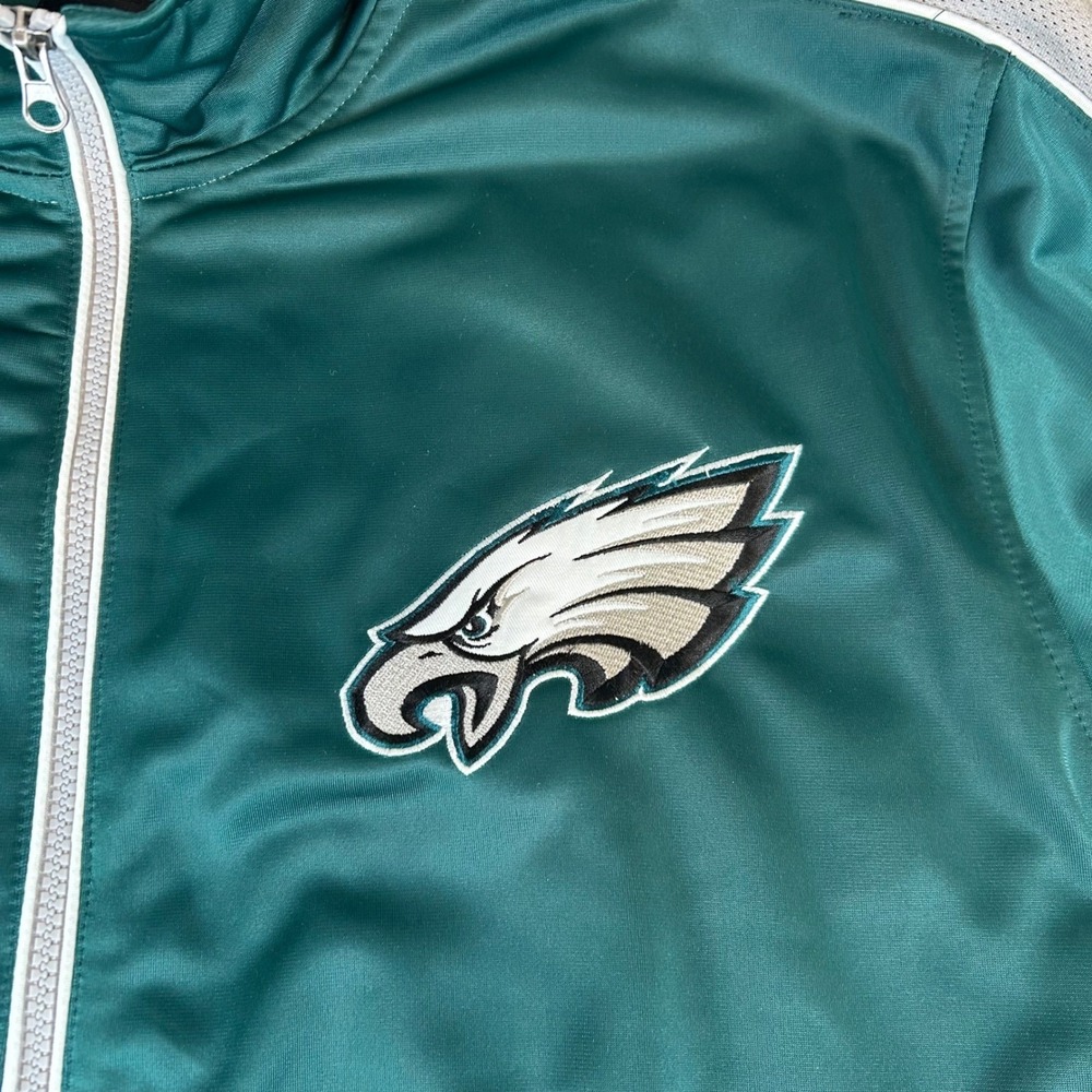 Vintage NFL Philadelphia Eagles Men's XL Track Jacket Green Full Zip Mesh Lined - Picture 3 of 16